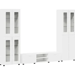 vidaXL Tv-meubelset FLORIN 3 st Wit Bewerkt hout