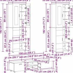 vidaXL Tv-meubelset FLORIN 3 st Artisan Eiken Bewerkt hout