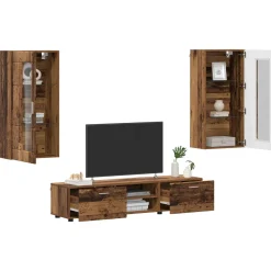 vidaXL Tv-meubelset FLORIN 3 st Oudhout Bewerkt hout