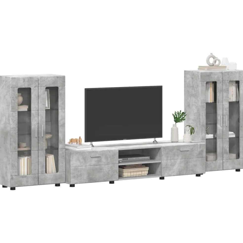 vidaXL Tv-meubelset FLORIN 3 st Beton Grijs Bewerkt hout