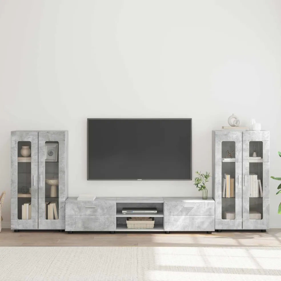 vidaXL Tv-meubelset FLORIN 3 st Beton Grijs Bewerkt hout