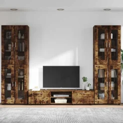 vidaXL Tv-meubelset FLORIN 3 st Gerookt eiken Bewerkt hout