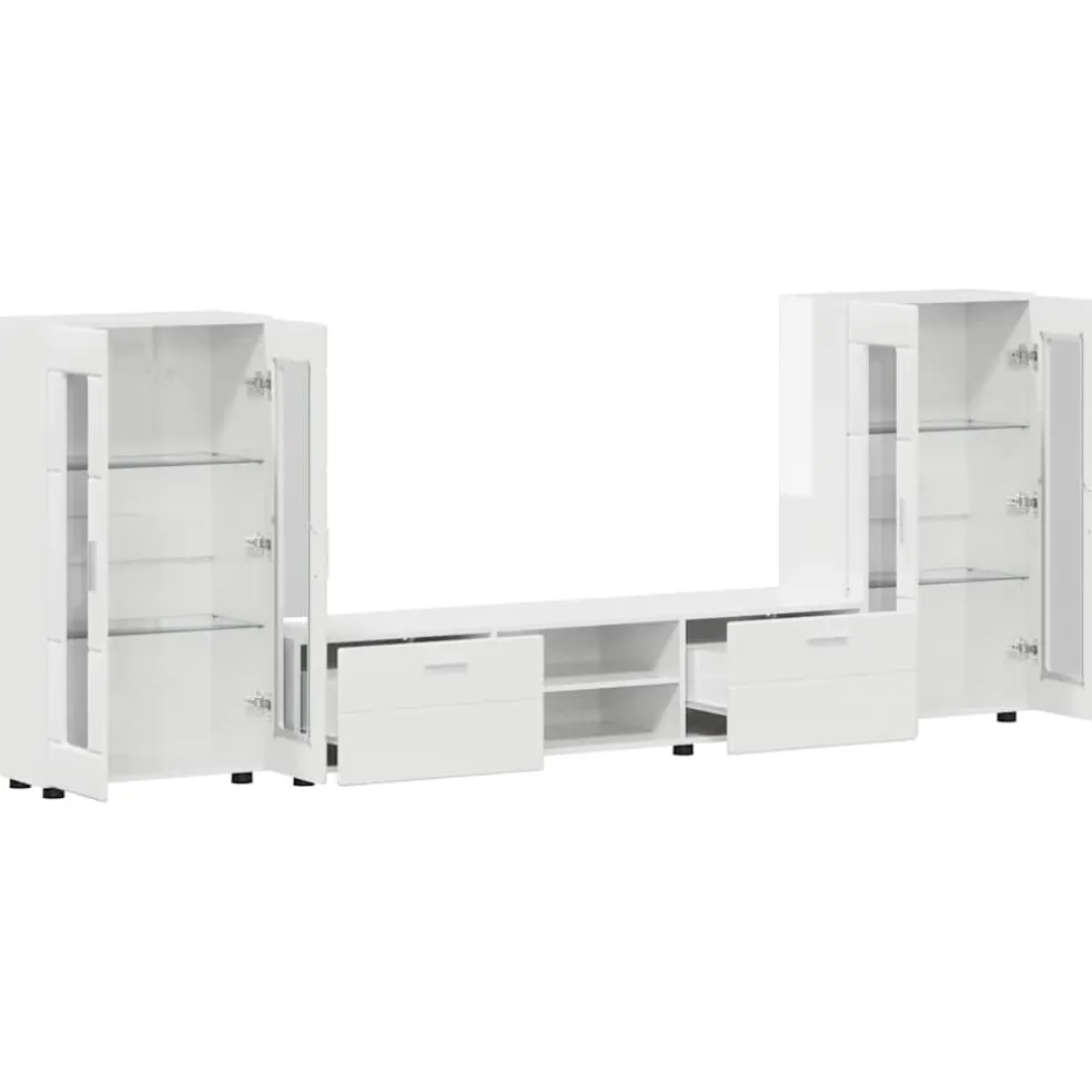 vidaXL Tv-meubelset FLORIN 3 st Hoogglans wit Bewerkt hout
