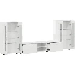 vidaXL Tv-meubelset FLORIN 3 st Hoogglans wit Bewerkt hout