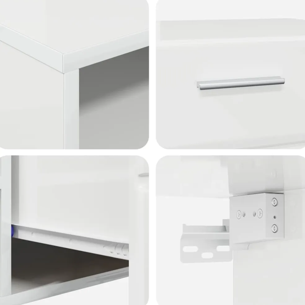 vidaXL Tv-meubelset FLORIN 3 st Hoogglans wit Bewerkt hout