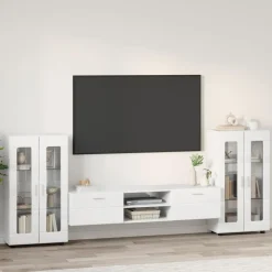 vidaXL Tv-meubelset FLORIN 3 st Hoogglans wit Bewerkt hout