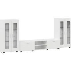 vidaXL Tv-meubelset FLORIN 3 st Hoogglans wit Bewerkt hout