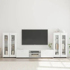 vidaXL Tv-meubelset FLORIN 3 st Hoogglans wit Bewerkt hout