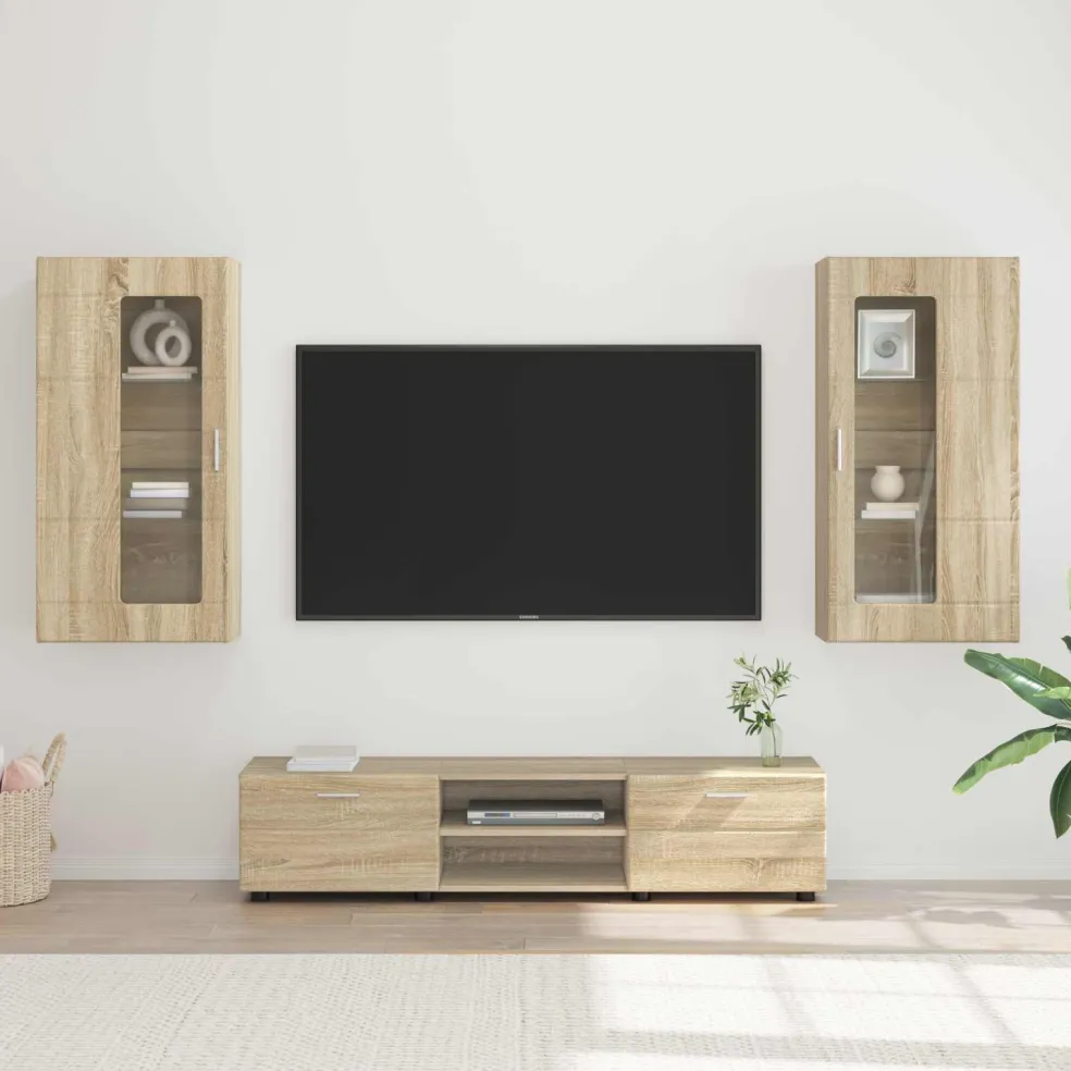 vidaXL Tv-meubelset FLORIN 3 st Sonoma Eiken Bewerkt hout