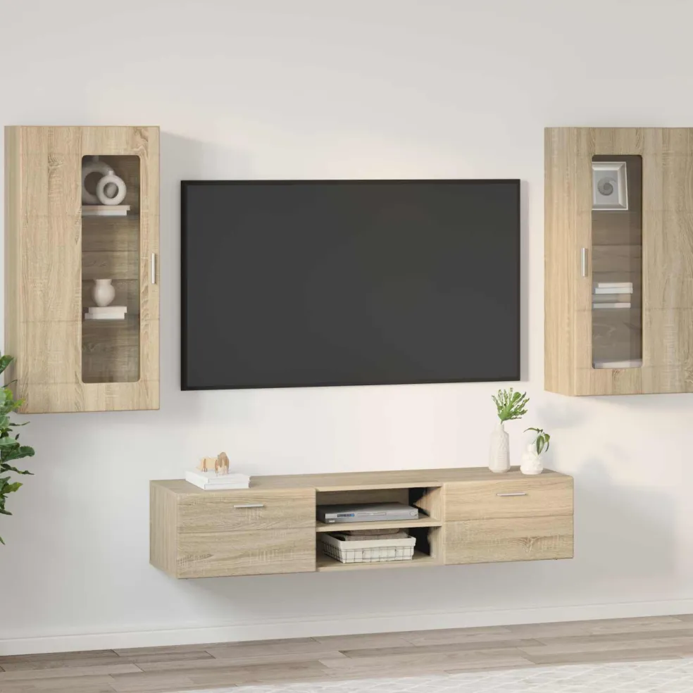 vidaXL Tv-meubelset FLORIN 3 st Sonoma Eiken Bewerkt hout
