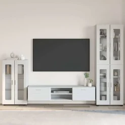 vidaXL Tv-meubelset FLORIN 3 st Wit Bewerkt hout