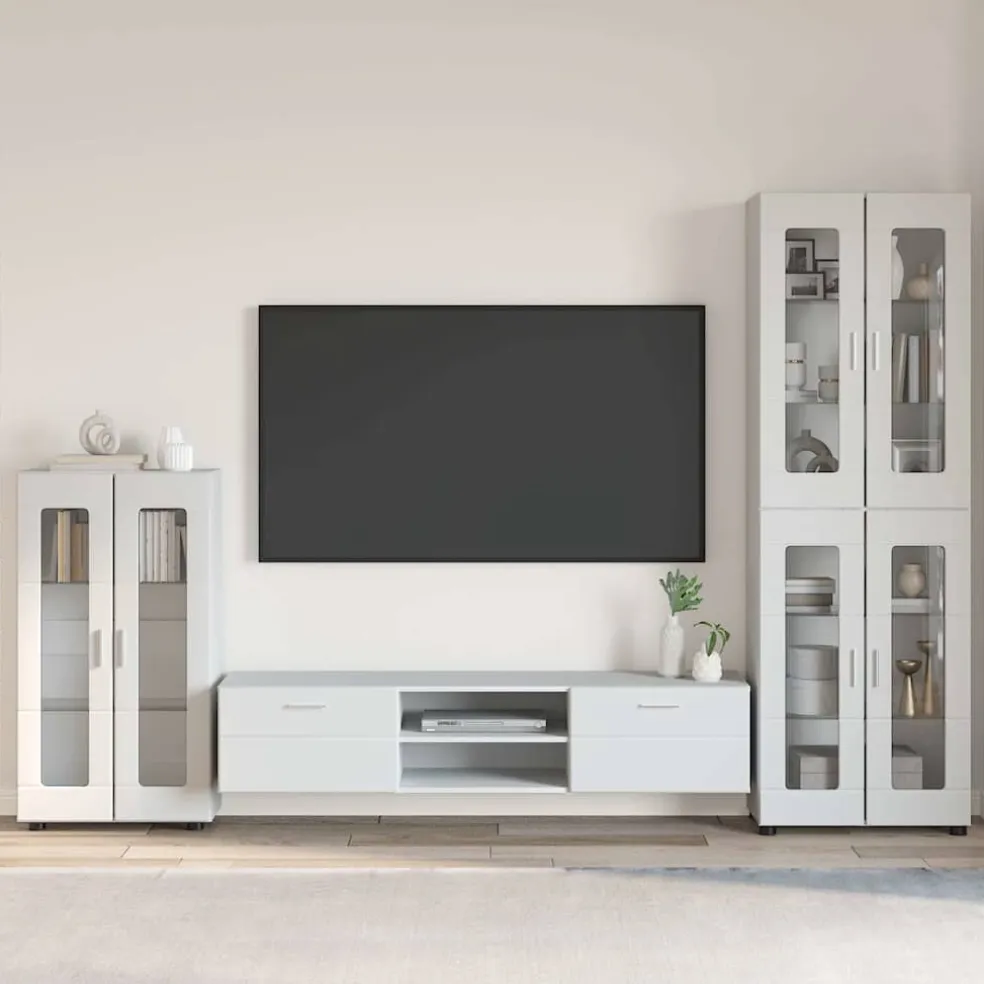 vidaXL Tv-meubelset FLORIN 3 st Wit Bewerkt hout