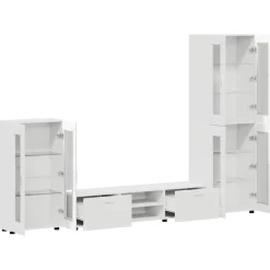 vidaXL Tv-meubelset FLORIN 3 st Wit Bewerkt hout