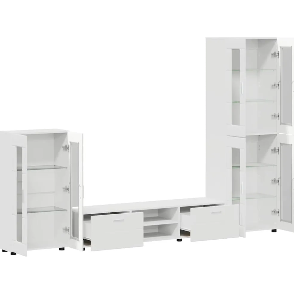 vidaXL Tv-meubelset FLORIN 3 st Wit Bewerkt hout