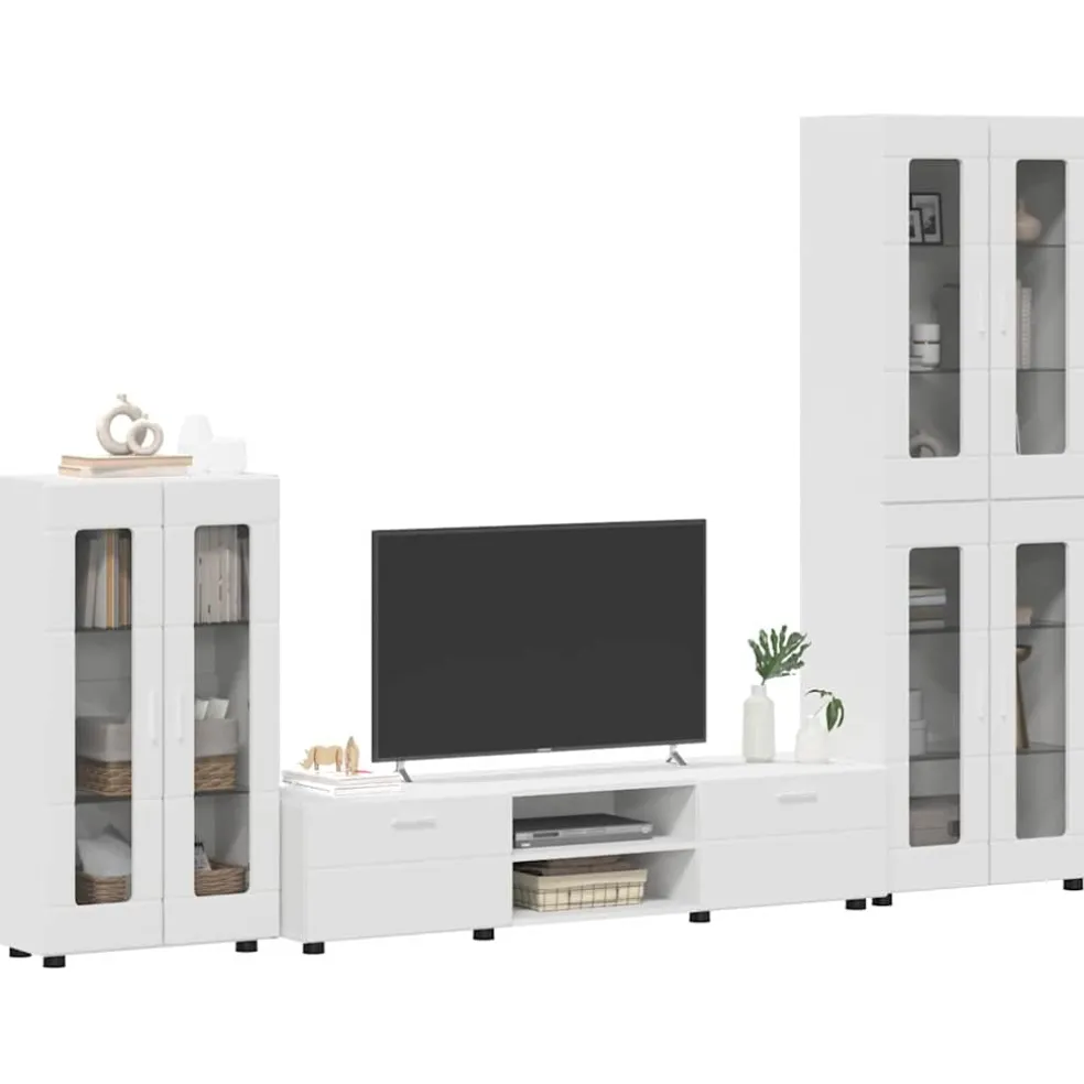 vidaXL Tv-meubelset FLORIN 3 st Wit Bewerkt hout