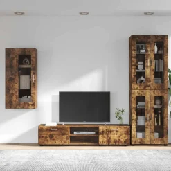 vidaXL Tv-meubelset FLORIN 3 st Gerookt eiken Bewerkt hout