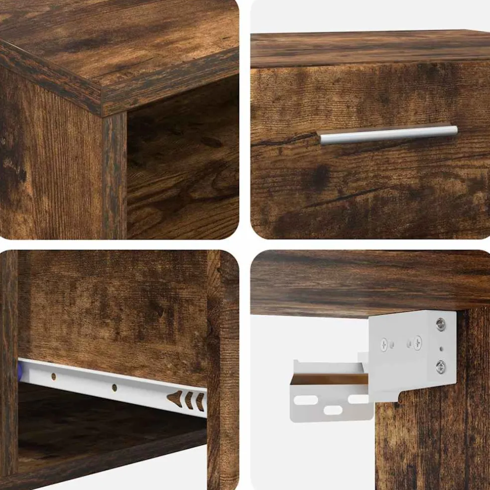 vidaXL Tv-meubelset FLORIN 3 st Gerookt eiken Bewerkt hout