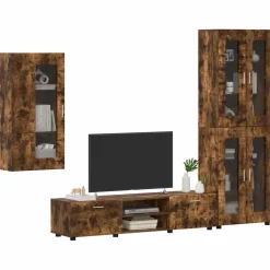 vidaXL Tv-meubelset FLORIN 3 st Gerookt eiken Bewerkt hout