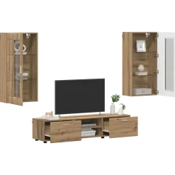 vidaXL Tv-meubelset FLORIN 3 st Artisan Eiken Bewerkt hout