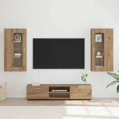 vidaXL Tv-meubelset FLORIN 3 st Artisan Eiken Bewerkt hout