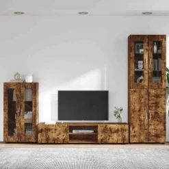vidaXL Tv-meubelset FLORIN 3 st Gerookt eiken Bewerkt hout
