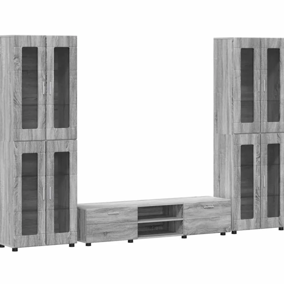 vidaXL Tv-meubelset FLORIN 3 st Grijs Sonoma Bewerkt hout