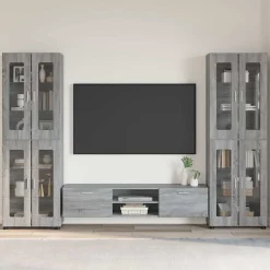 vidaXL Tv-meubelset FLORIN 3 st Grijs Sonoma Bewerkt hout