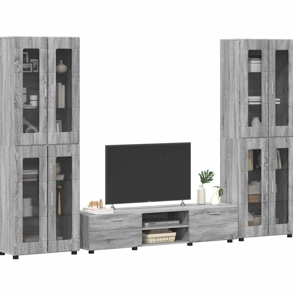 vidaXL Tv-meubelset FLORIN 3 st Grijs Sonoma Bewerkt hout