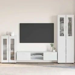 vidaXL Tv-meubelset FLORIN 3 st Wit Bewerkt hout