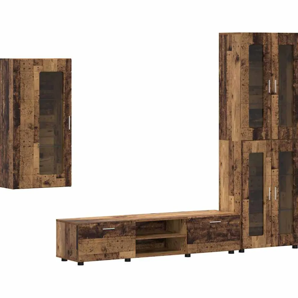 vidaXL Tv-meubelset FLORIN 3 st Oudhout Bewerkt hout