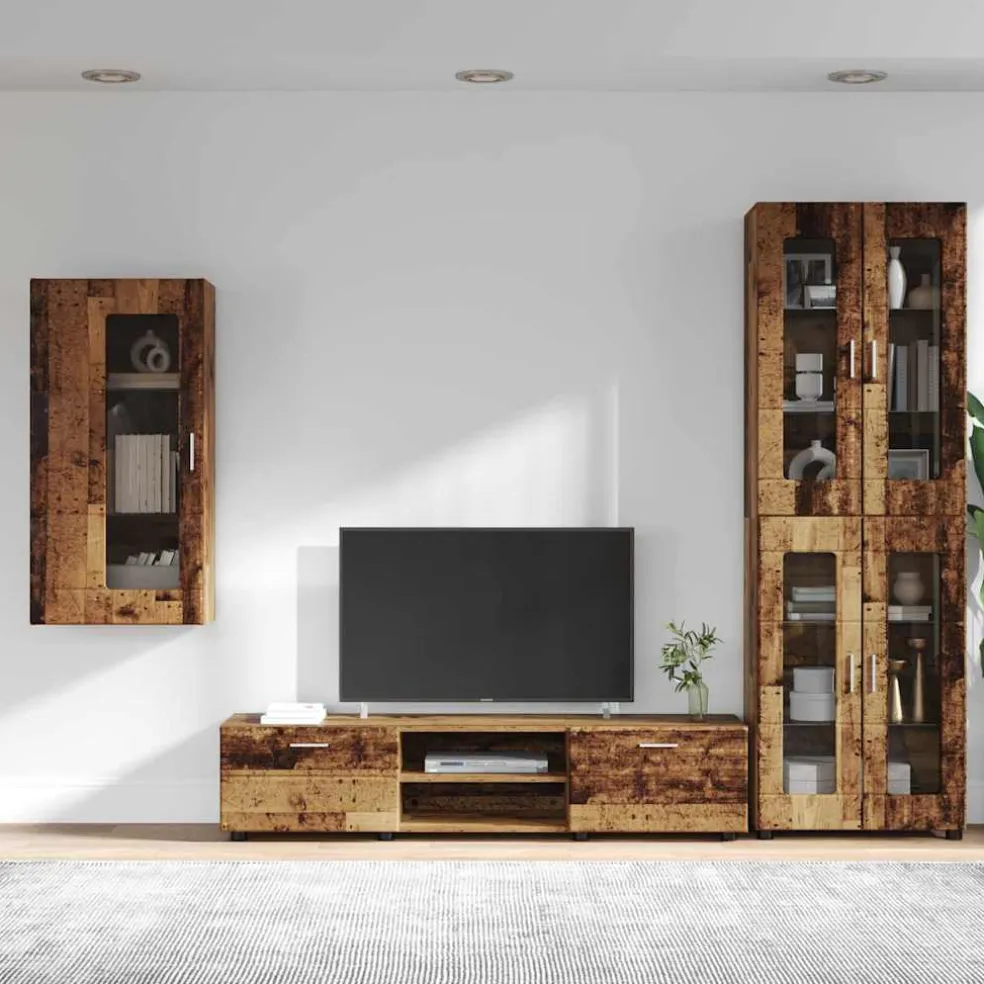vidaXL Tv-meubelset FLORIN 3 st Oudhout Bewerkt hout