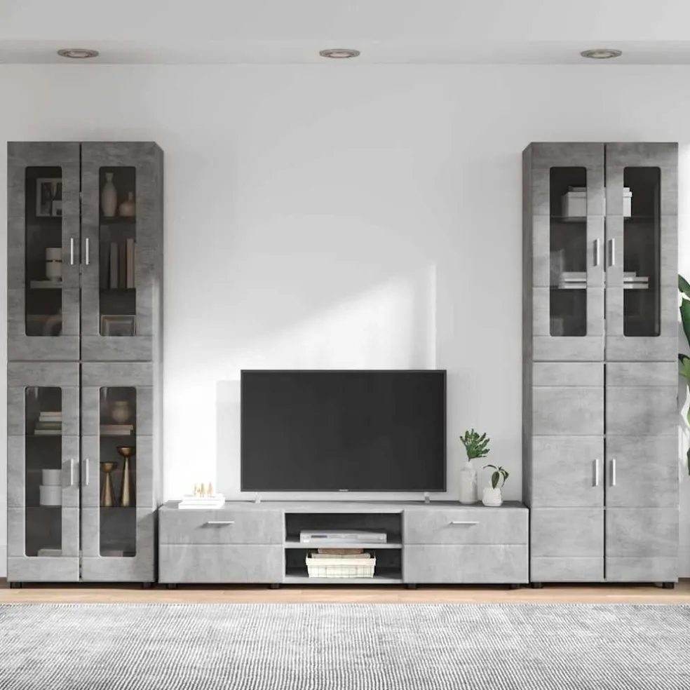 vidaXL Tv-meubelset FLORIN 3 st Hoogglans wit Bewerkt hout