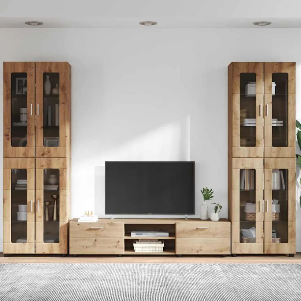 vidaXL Tv-meubelset FLORIN 3 st Artisan Eiken Bewerkt hout