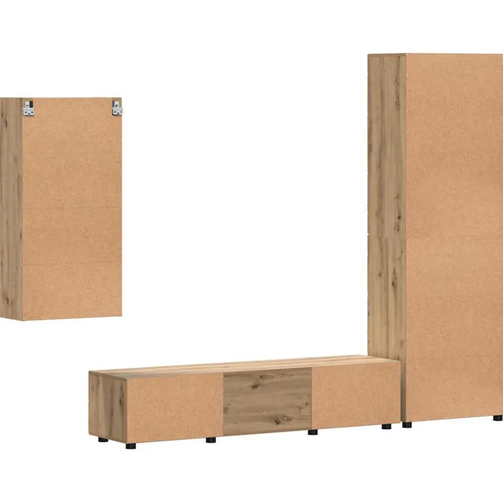vidaXL Tv-meubelset FLORIN 3 st Artisan Eiken Bewerkt hout