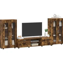 vidaXL Tv-meubelset FLORIN 3 st Gerookt eiken Bewerkt hout