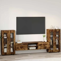 vidaXL Tv-meubelset FLORIN 3 st Gerookt eiken Bewerkt hout