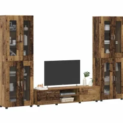 vidaXL Tv-meubelset FLORIN 3 st Zwart Bewerkt hout