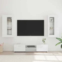 vidaXL Tv-meubelset FLORIN 3 st Hoogglans wit Bewerkt hout