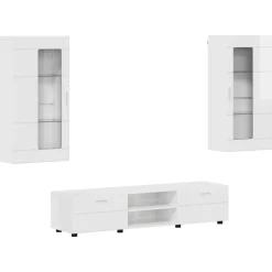 vidaXL Tv-meubelset FLORIN 3 st Hoogglans wit Bewerkt hout