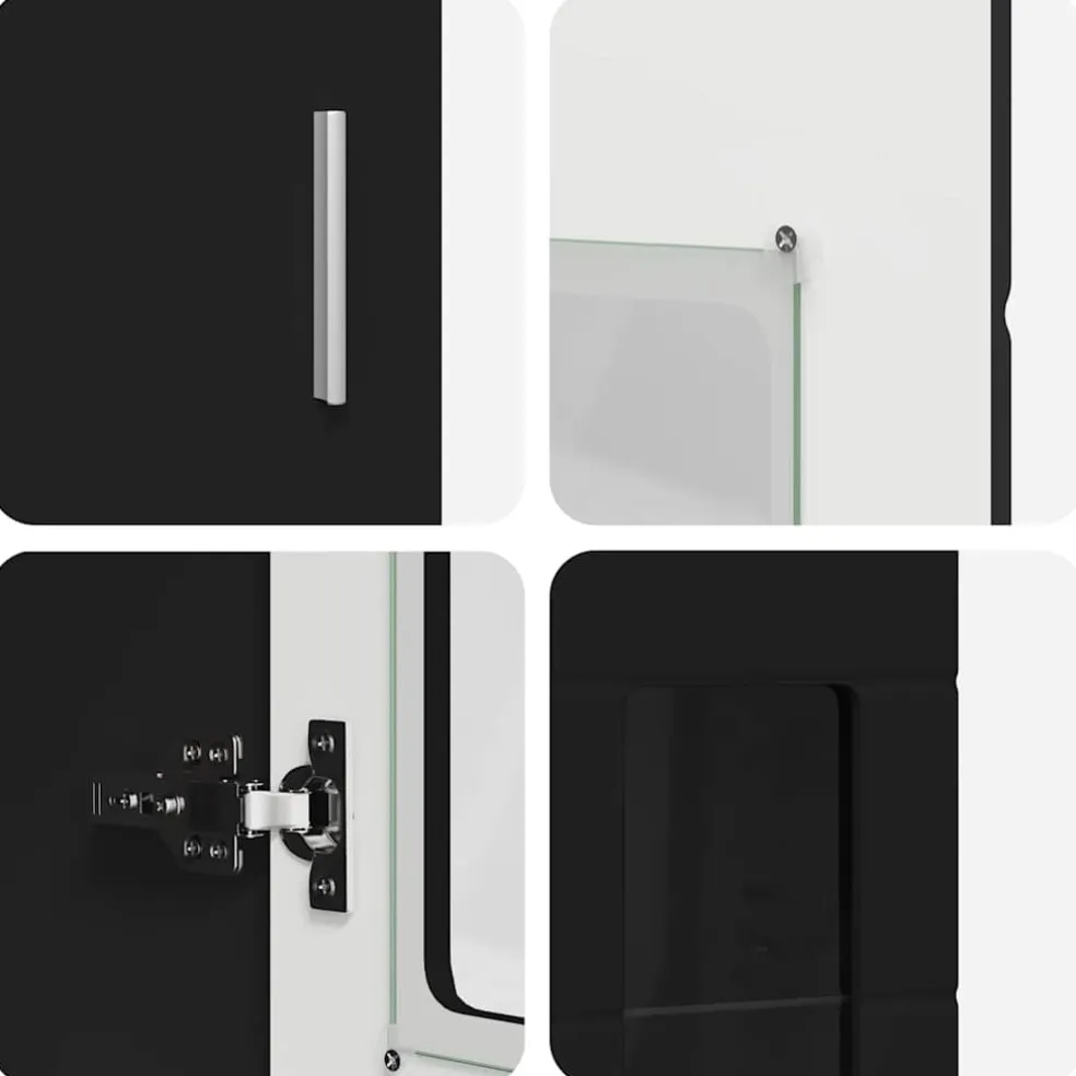 vidaXL Tv-meubelset FLORIN 3 st Zwart Bewerkt hout