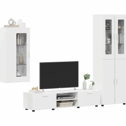 vidaXL Tv-meubelset FLORIN 3 st Hoogglans wit Bewerkt hout