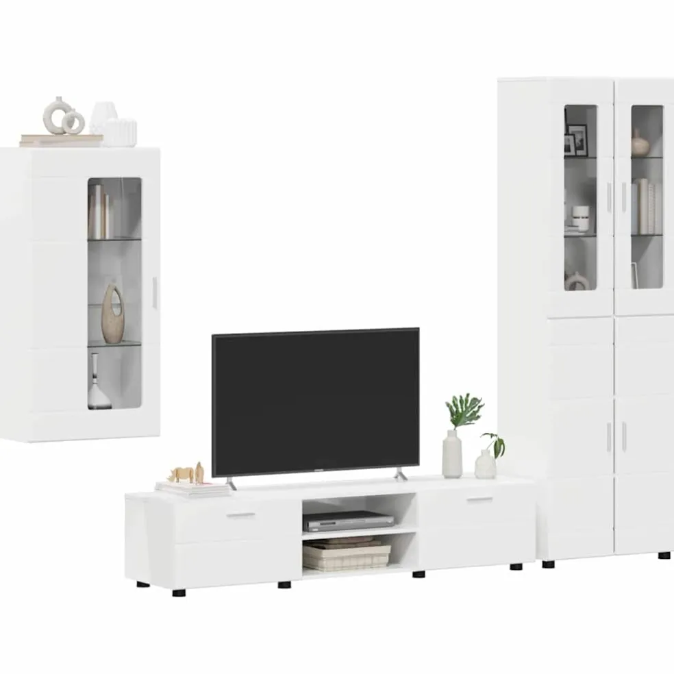 vidaXL Tv-meubelset FLORIN 3 st Hoogglans wit Bewerkt hout