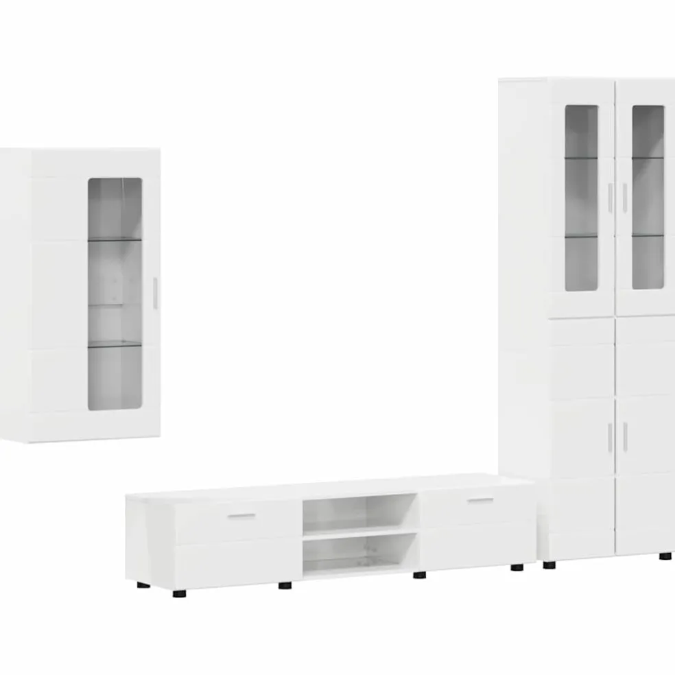 vidaXL Tv-meubelset FLORIN 3 st Hoogglans wit Bewerkt hout
