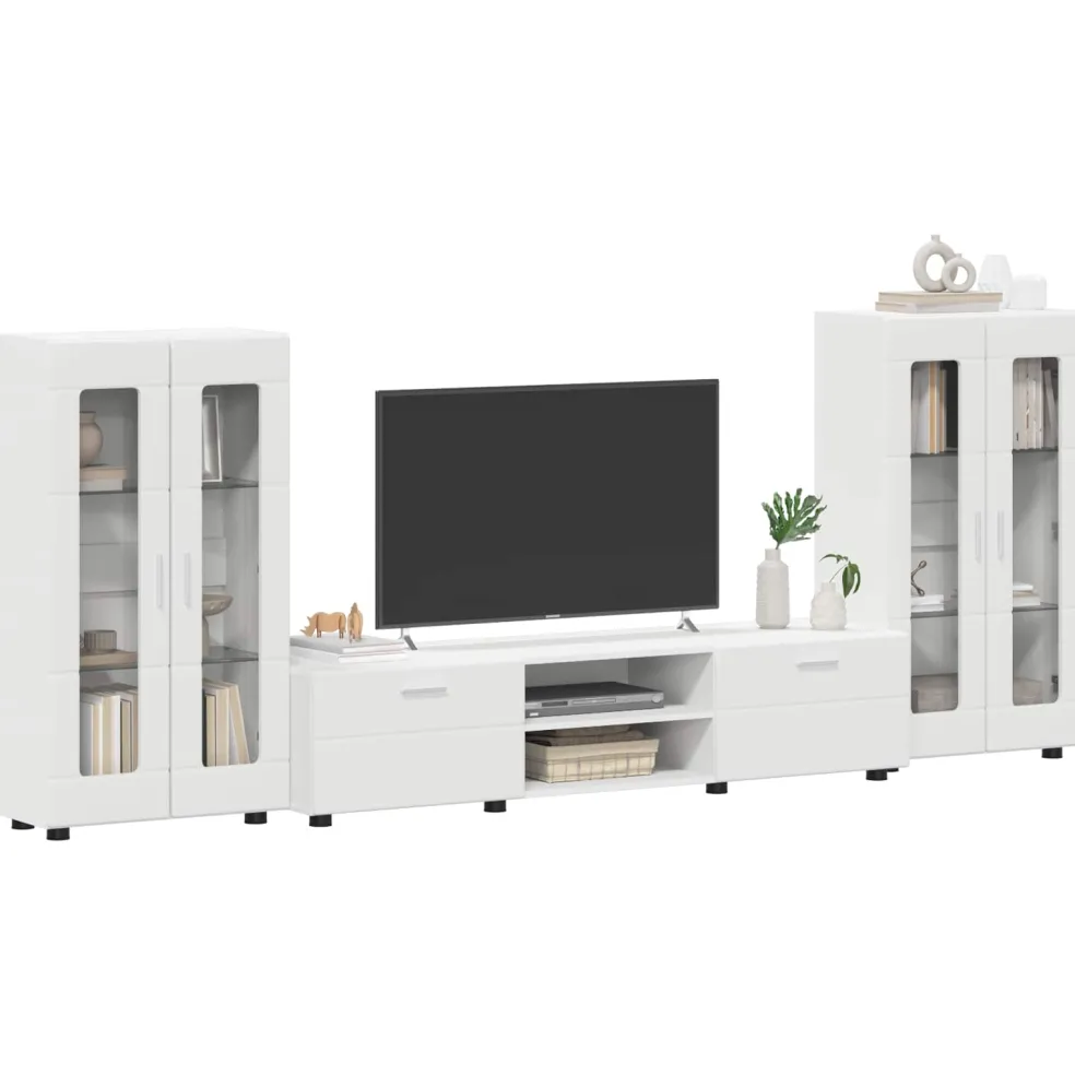 vidaXL Tv-meubelset FLORIN 3 st Wit Bewerkt hout