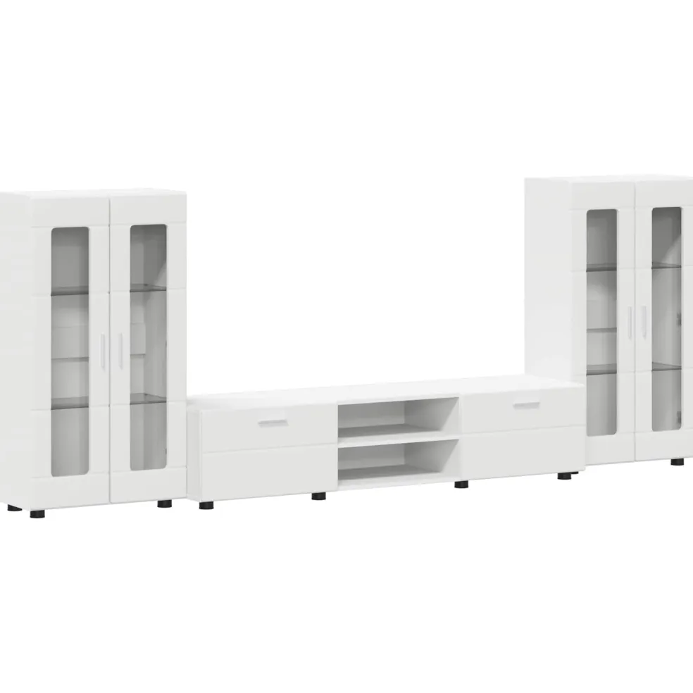 vidaXL Tv-meubelset FLORIN 3 st Wit Bewerkt hout