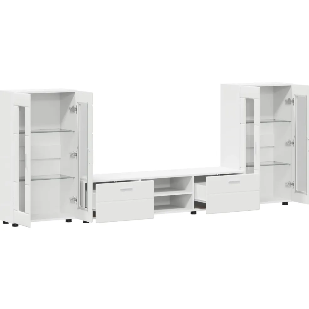 vidaXL Tv-meubelset FLORIN 3 st Wit Bewerkt hout