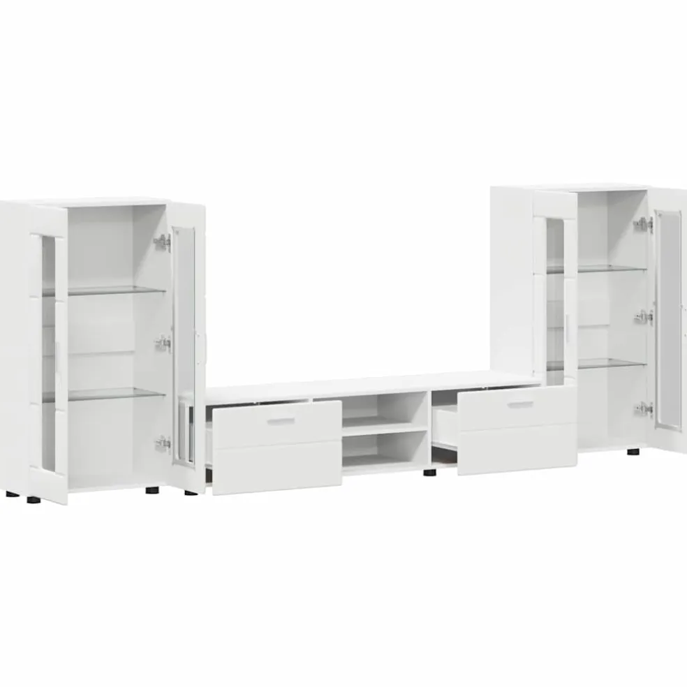 vidaXL Tv-meubelset FLORIN 3 st Wit Bewerkt hout