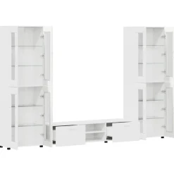 vidaXL Tv-meubelset FLORIN 3 st Hoogglans wit Bewerkt hout