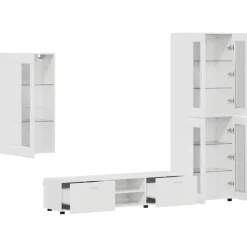 vidaXL Tv-meubelset FLORIN 3 st Hoogglans wit Bewerkt hout
