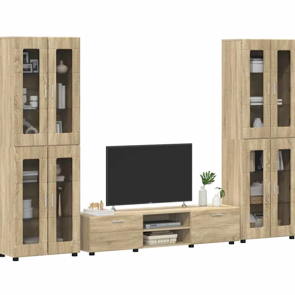vidaXL Tv-meubelset FLORIN 3 st Sonoma Eiken Bewerkt hout